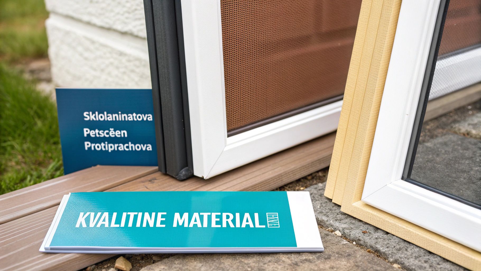 Pohľad na detail sieťoviny a rámu dverovej sieťky