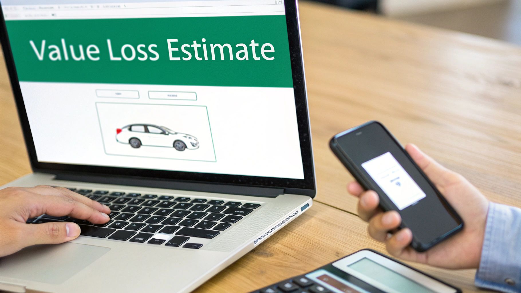 A digital dashboard showing vehicle diagnostics and value calculations.