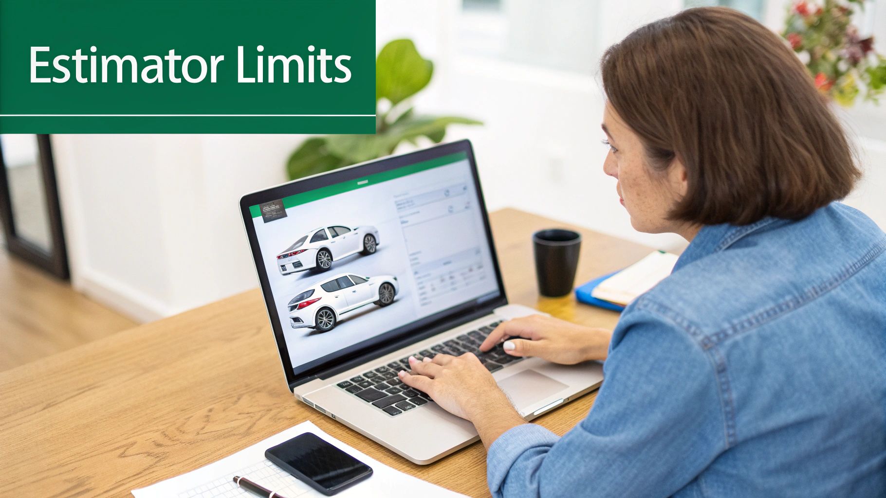 A person using a laptop to look up their car's value online