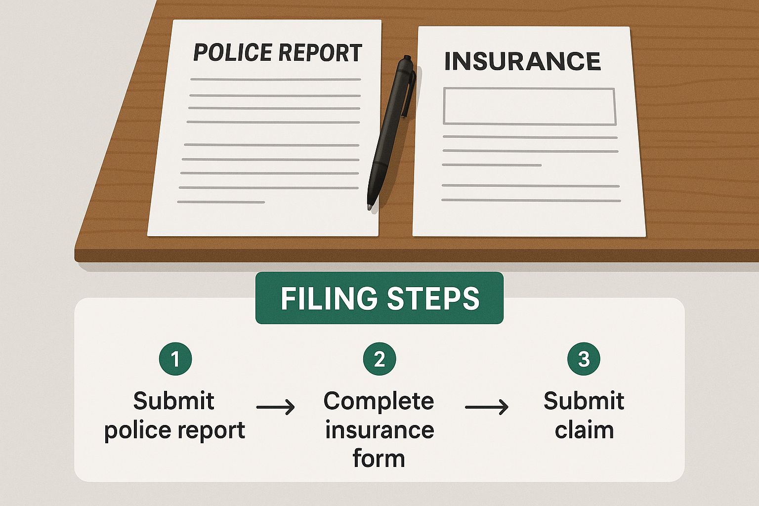Diagram illustrating the steps to file a diminished value claim.