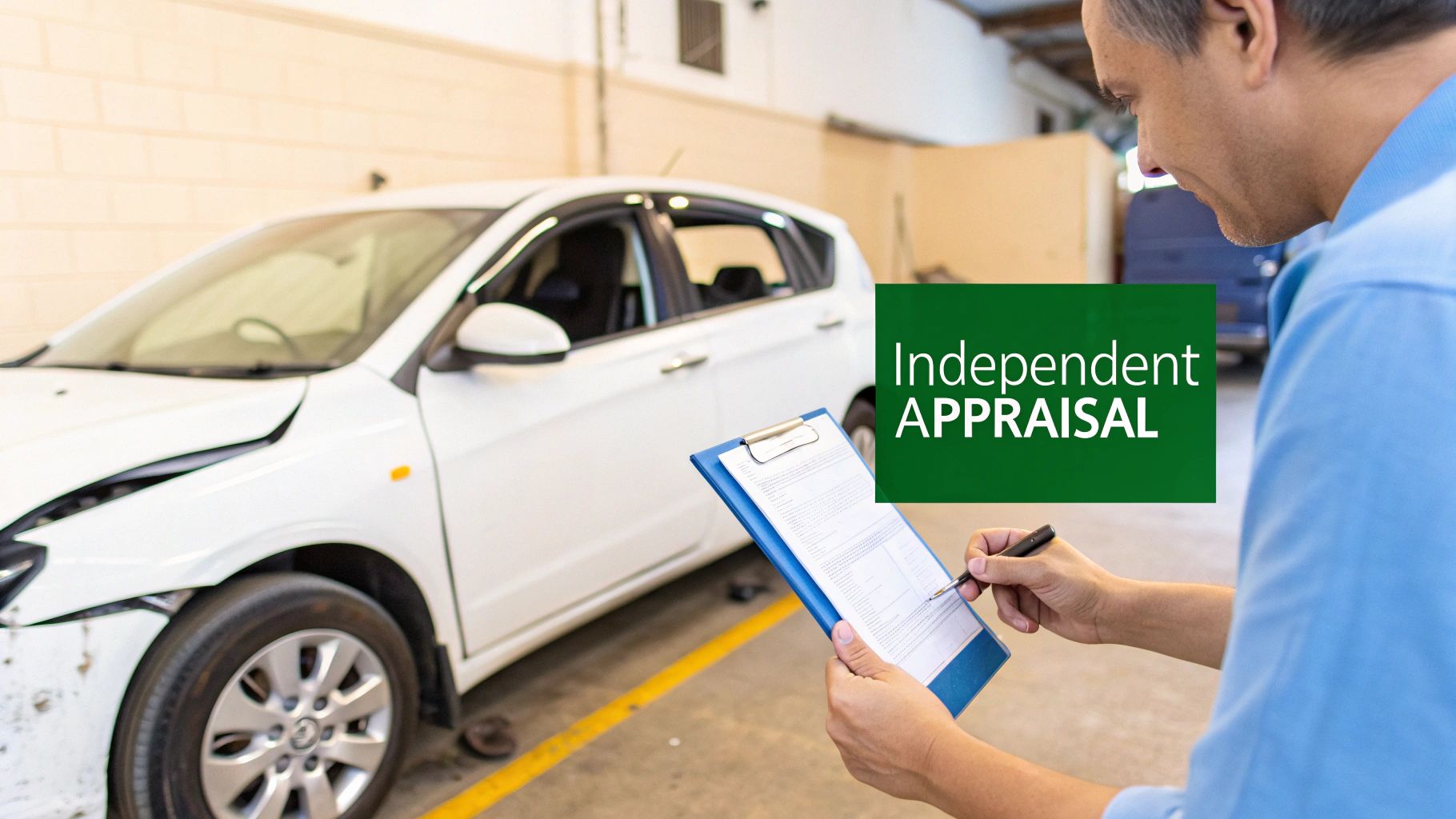 A professional mechanic inspecting a car's engine bay with a flashlight.