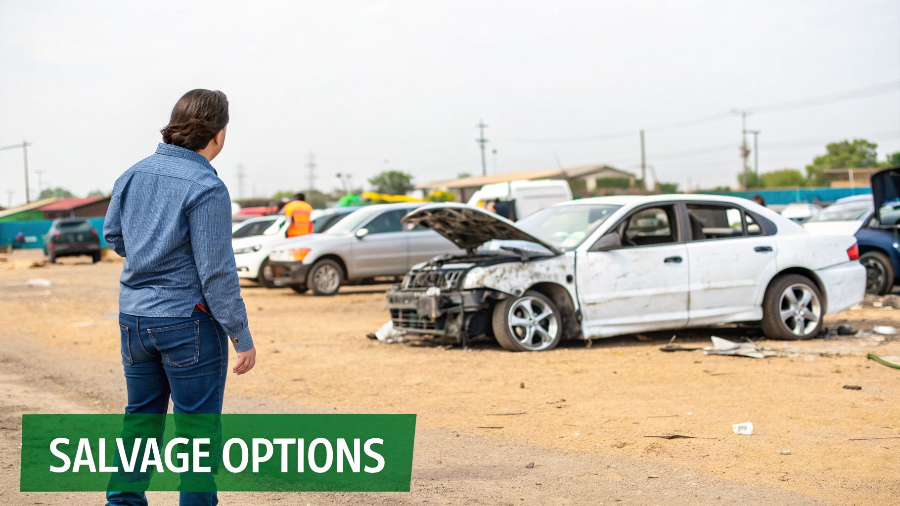 A person at a crossroads, looking at two different paths, representing the choices after a total loss declaration.