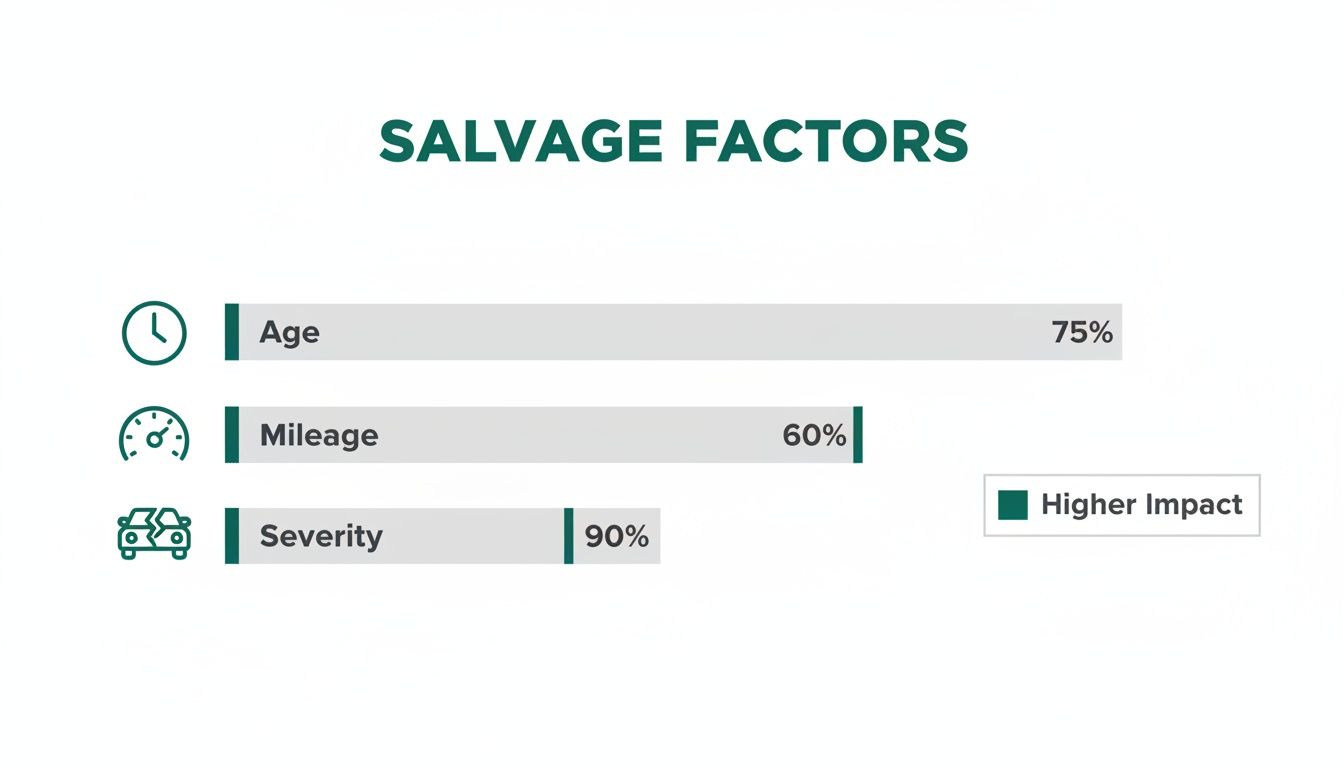 Infographic about car salvage value calculation