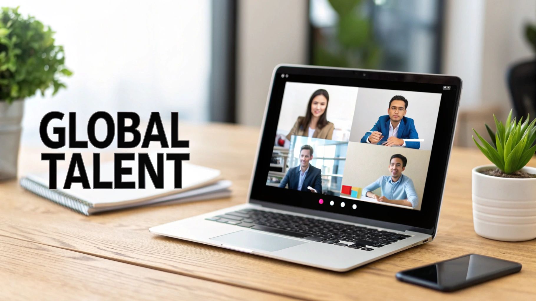 A team of developers collaborating on a project in a modern office setting, representing offshore app development.