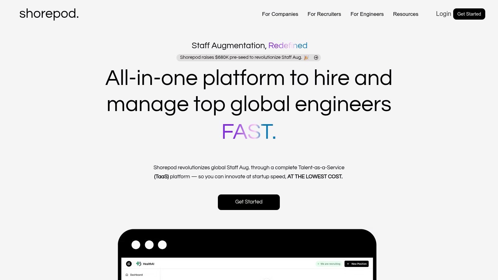 shorepod hiring platform interface