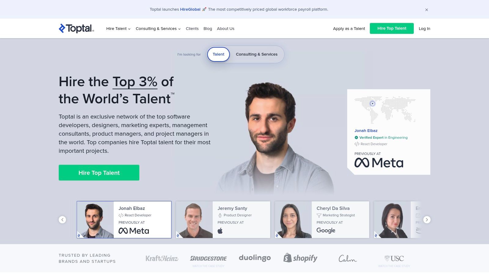 Toptal – Vetted Freelance/Contract Tech Talent + HireGlobal
