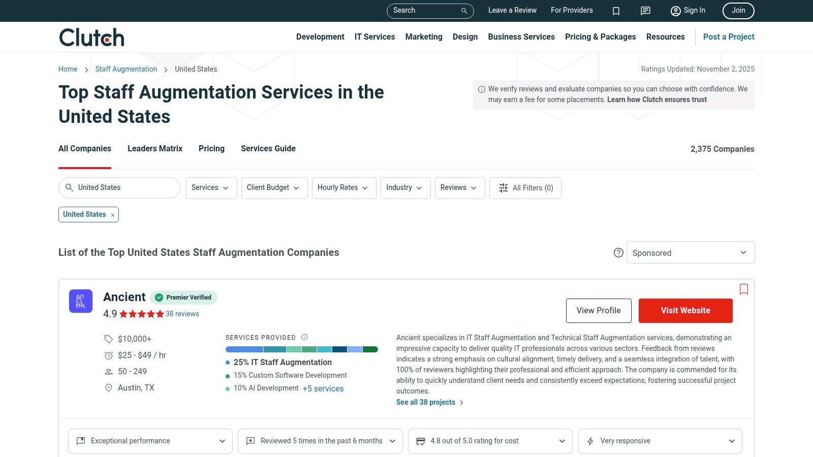 Clutch (Staff Augmentation Directory)