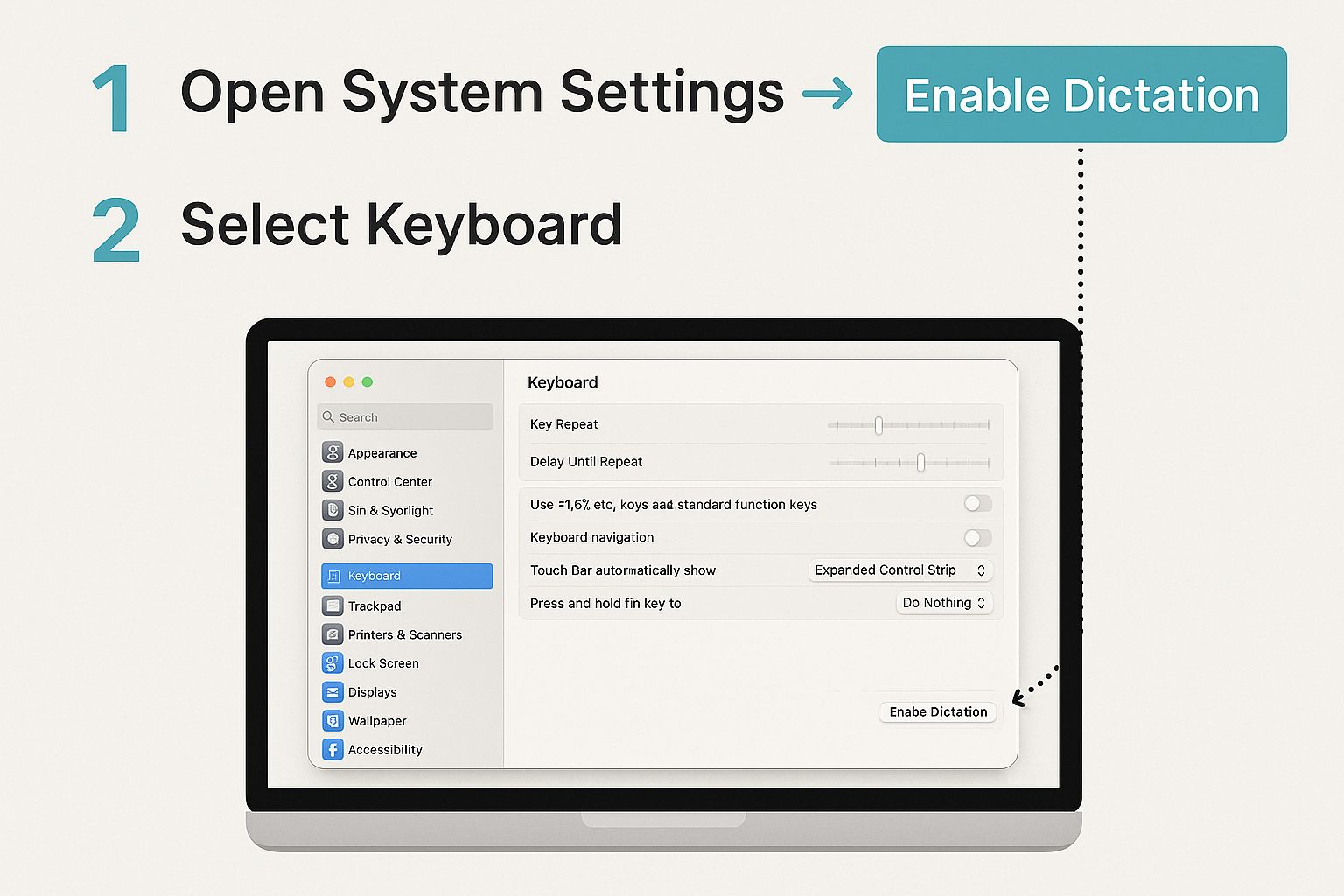 Infographic about how to do speech to text on mac