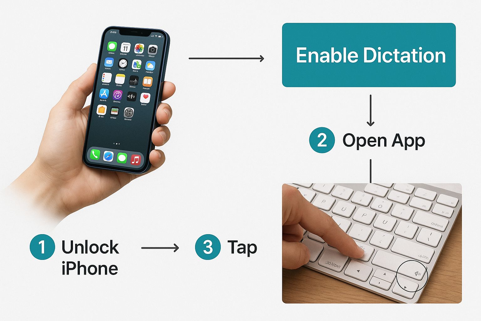 Infographic about how to turn on voice to text