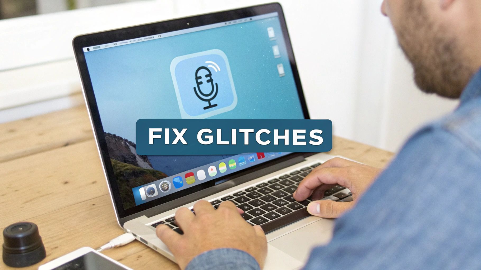 A person looking thoughtfully at their Mac screen, trying to solve a problem.