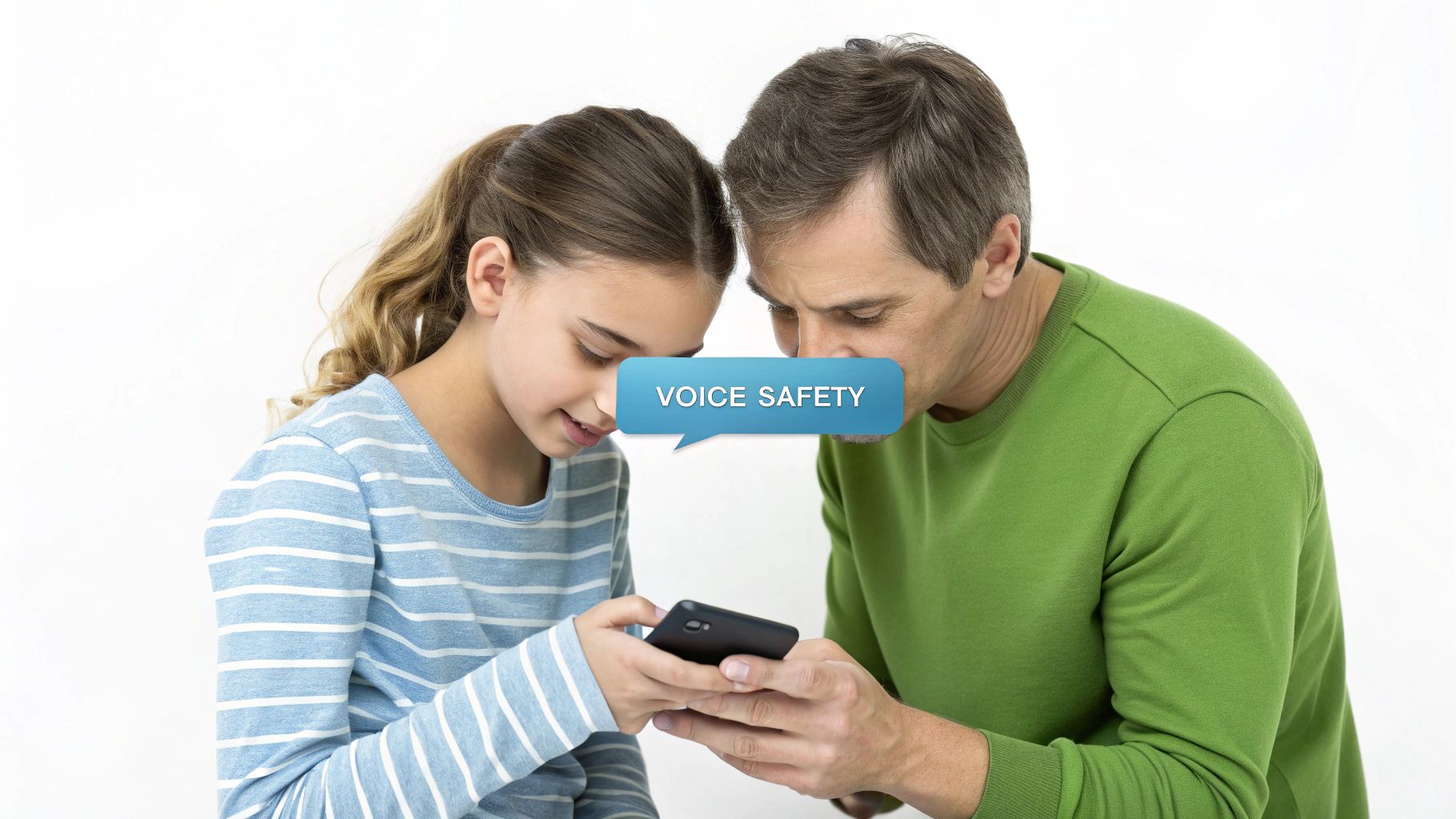 A person sitting at a desk with a headset on, looking thoughtfully at a computer screen, representing online safety.