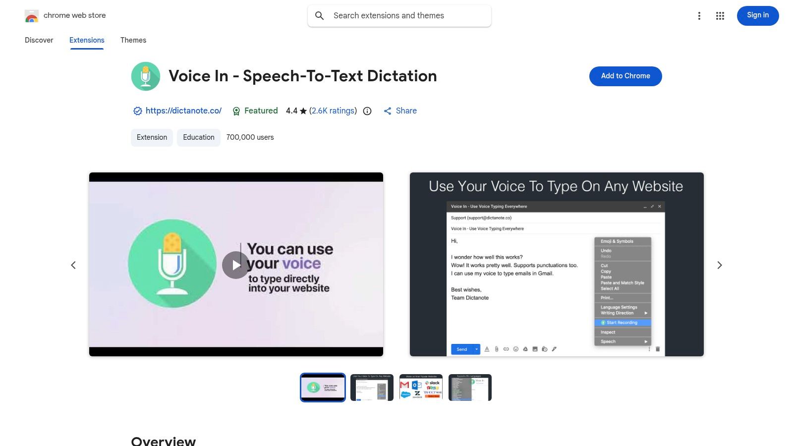 Voice In - Speech-to-Text Dictation (Chrome extension)