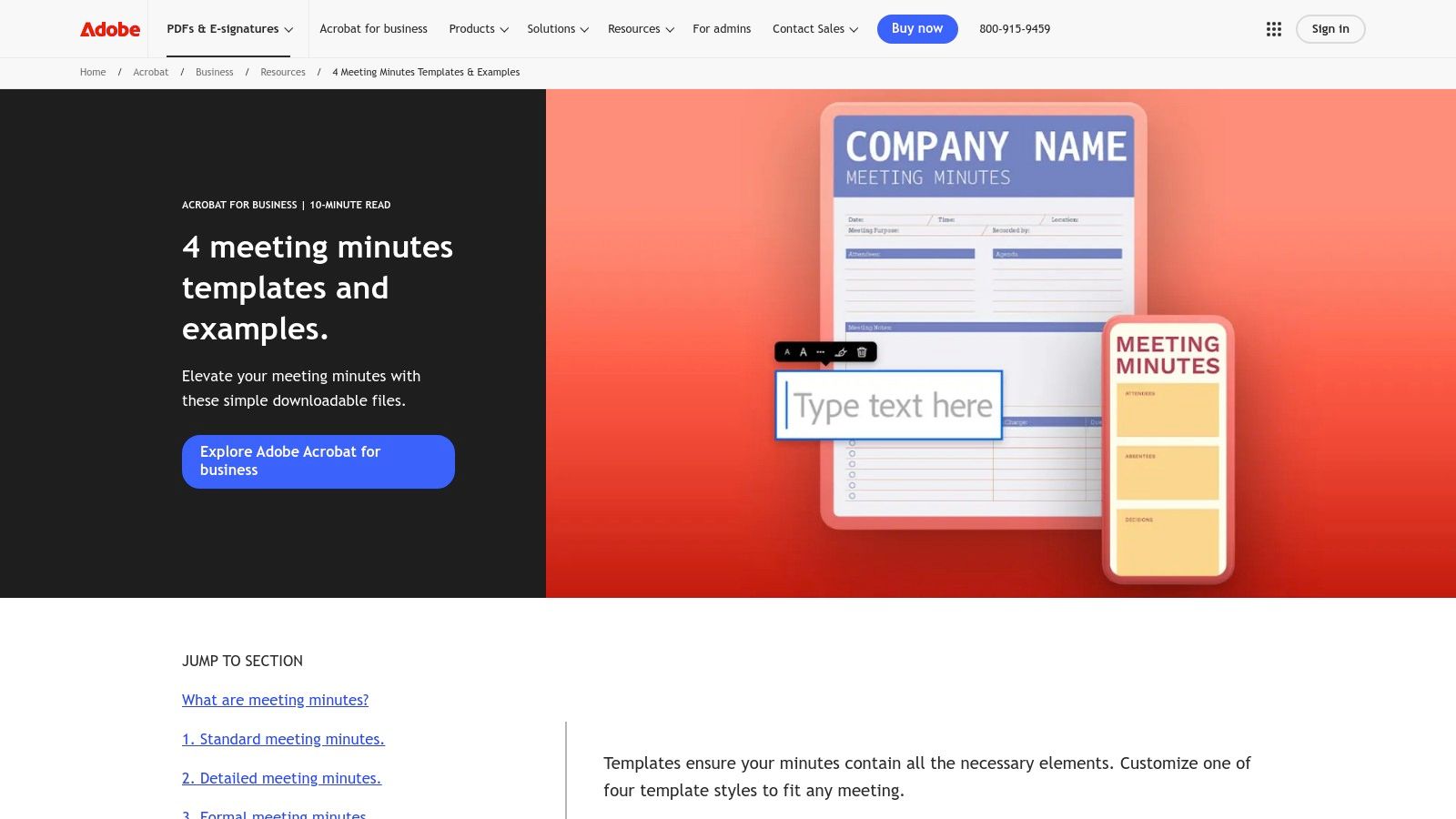 Adobe (Acrobat/Express) meeting minutes and agenda templates