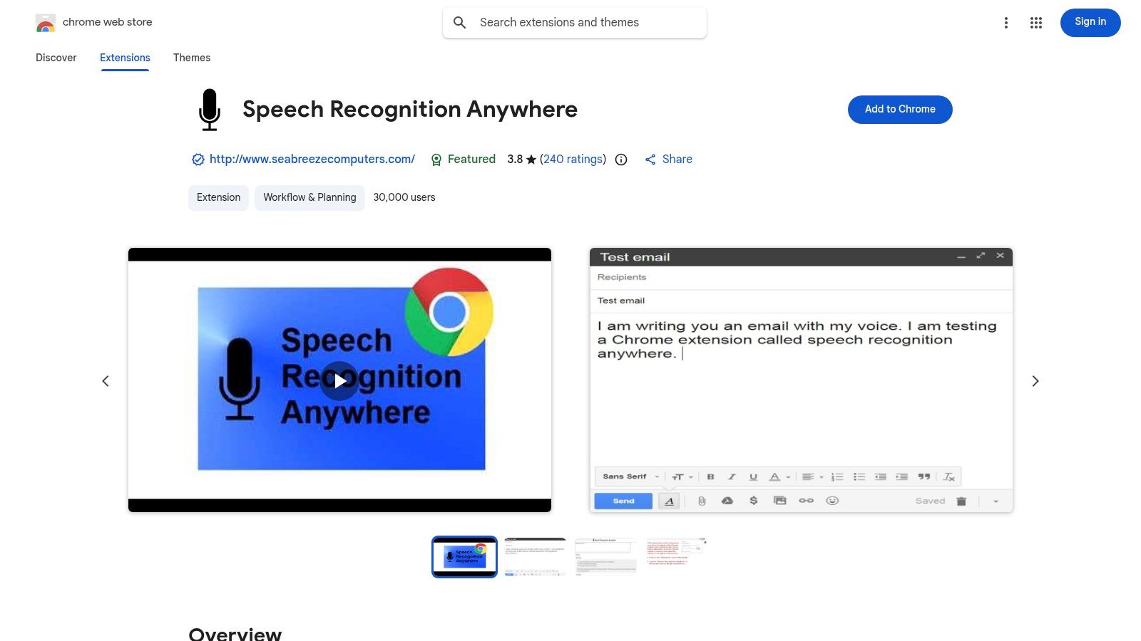 Speech Recognition Anywhere (Chrome extension)