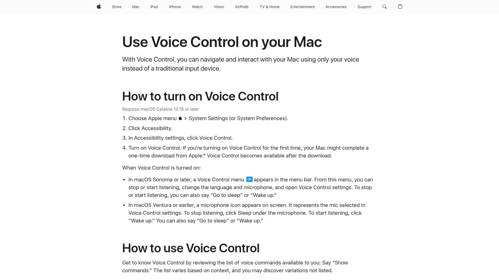 Apple Voice Control and Dictation (macOS)