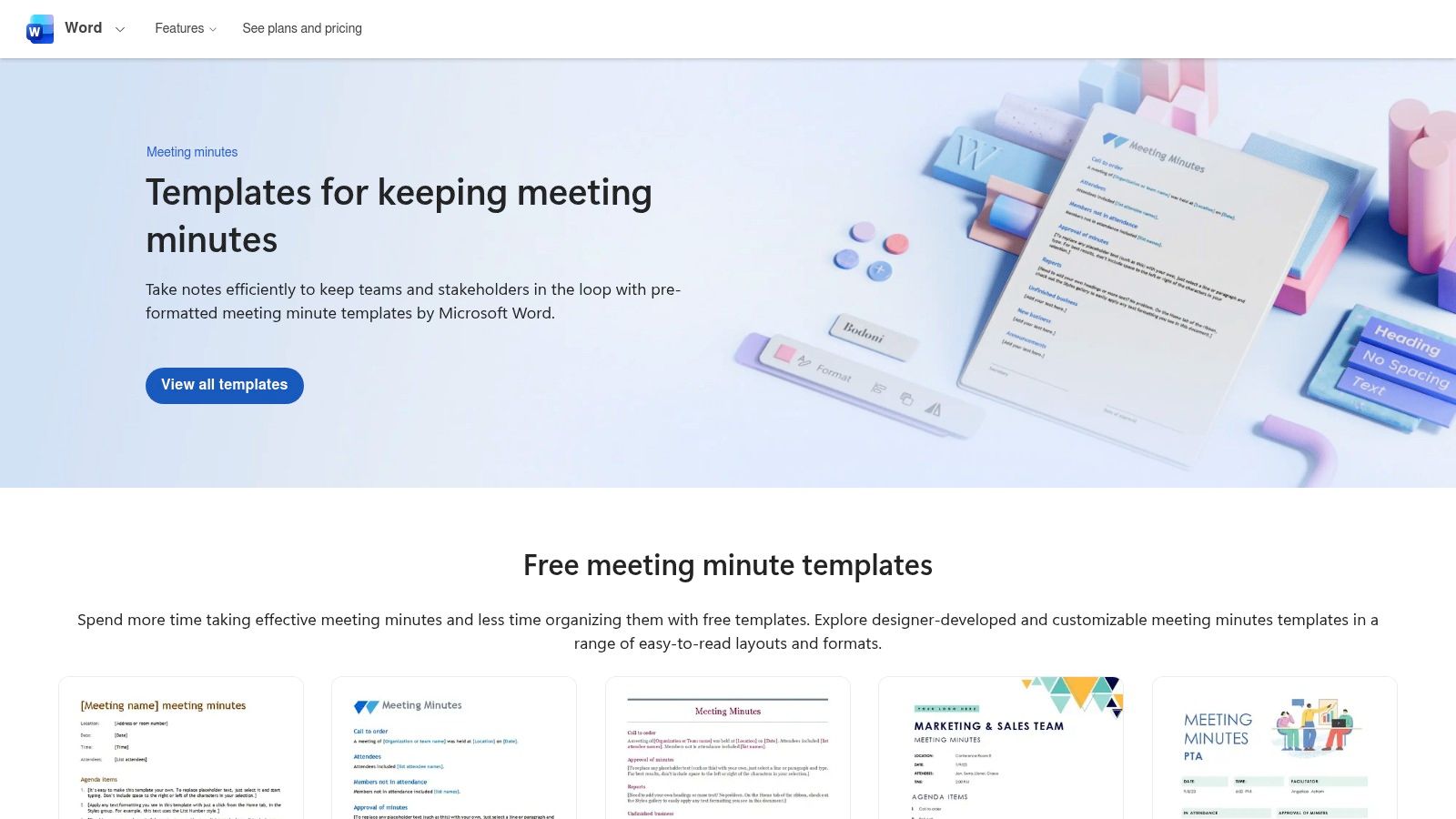 Microsoft Word templates (Microsoft Create/Word online)