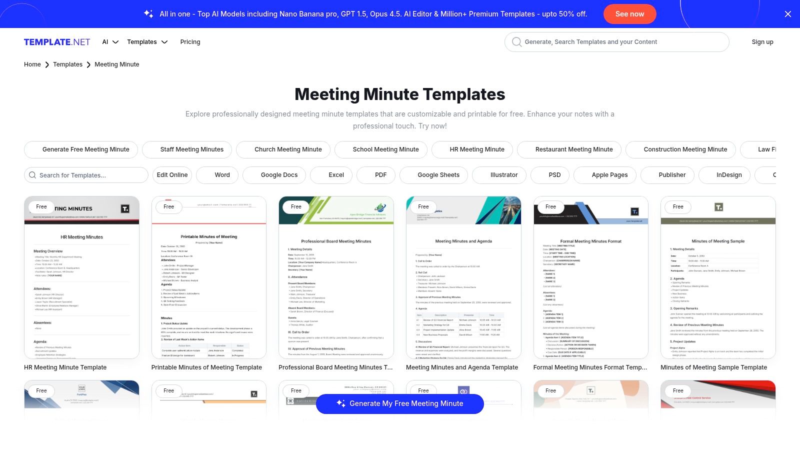 Template.net meeting minutes templates