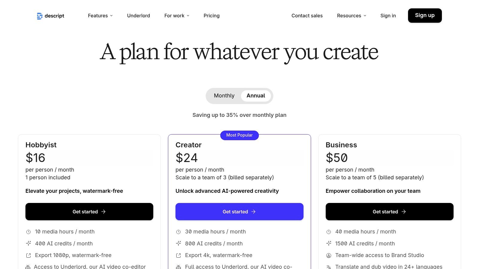 Descript – transcription plus audio/video editing