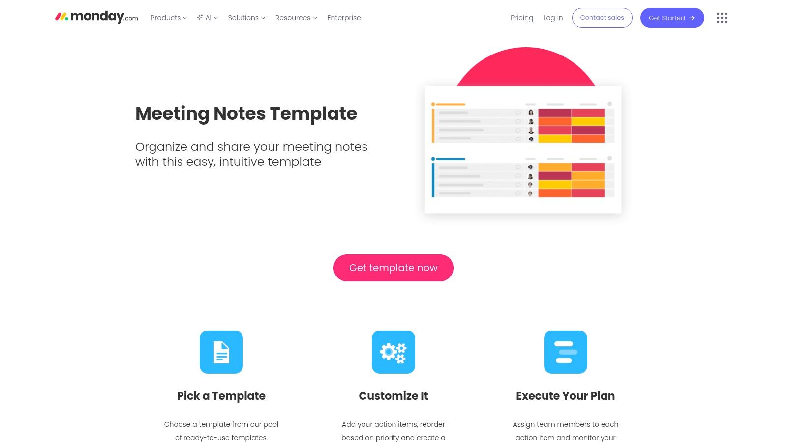 monday.com meeting notes/minutes templates