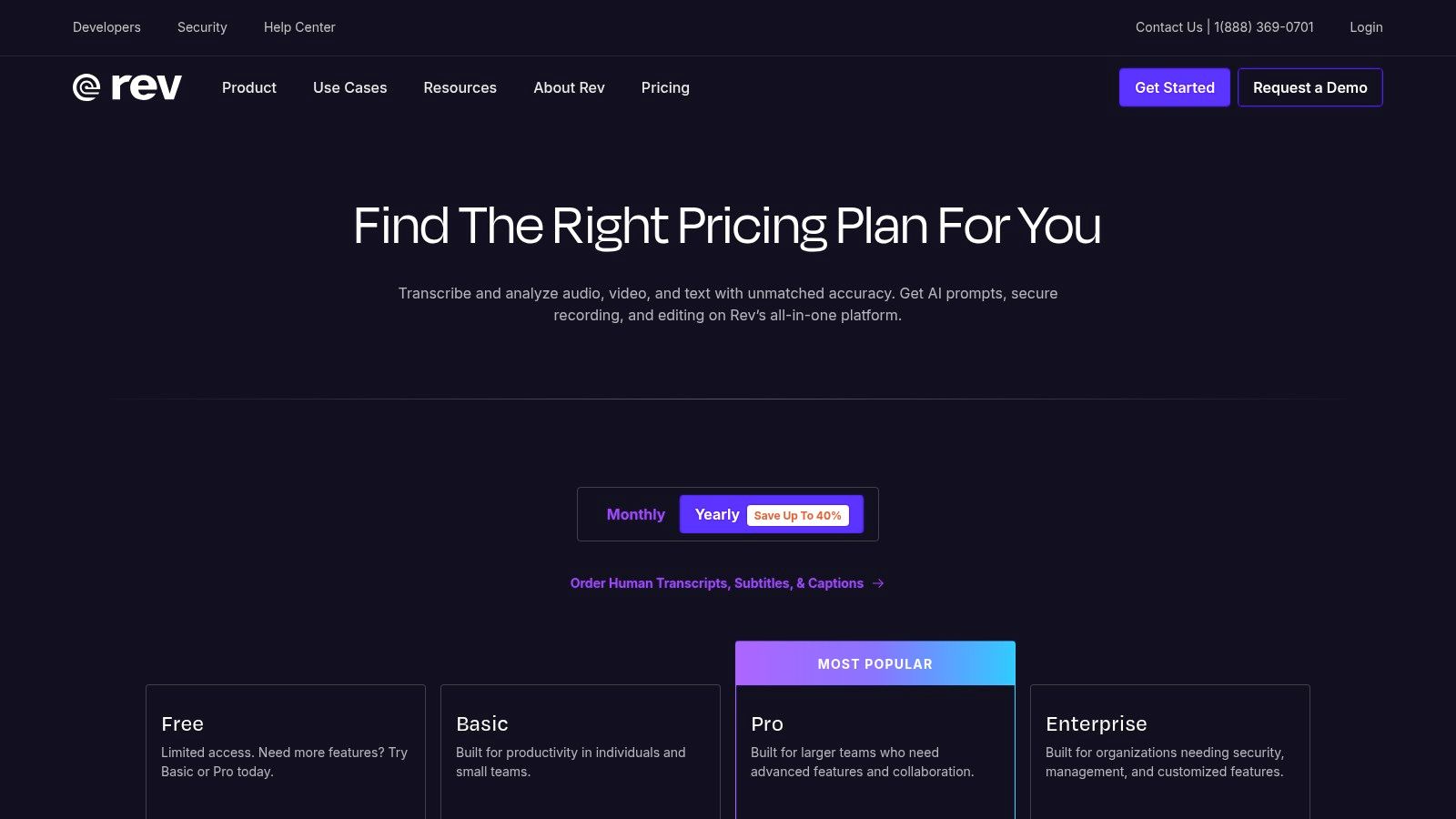 Rev.com – AI and human transcription service