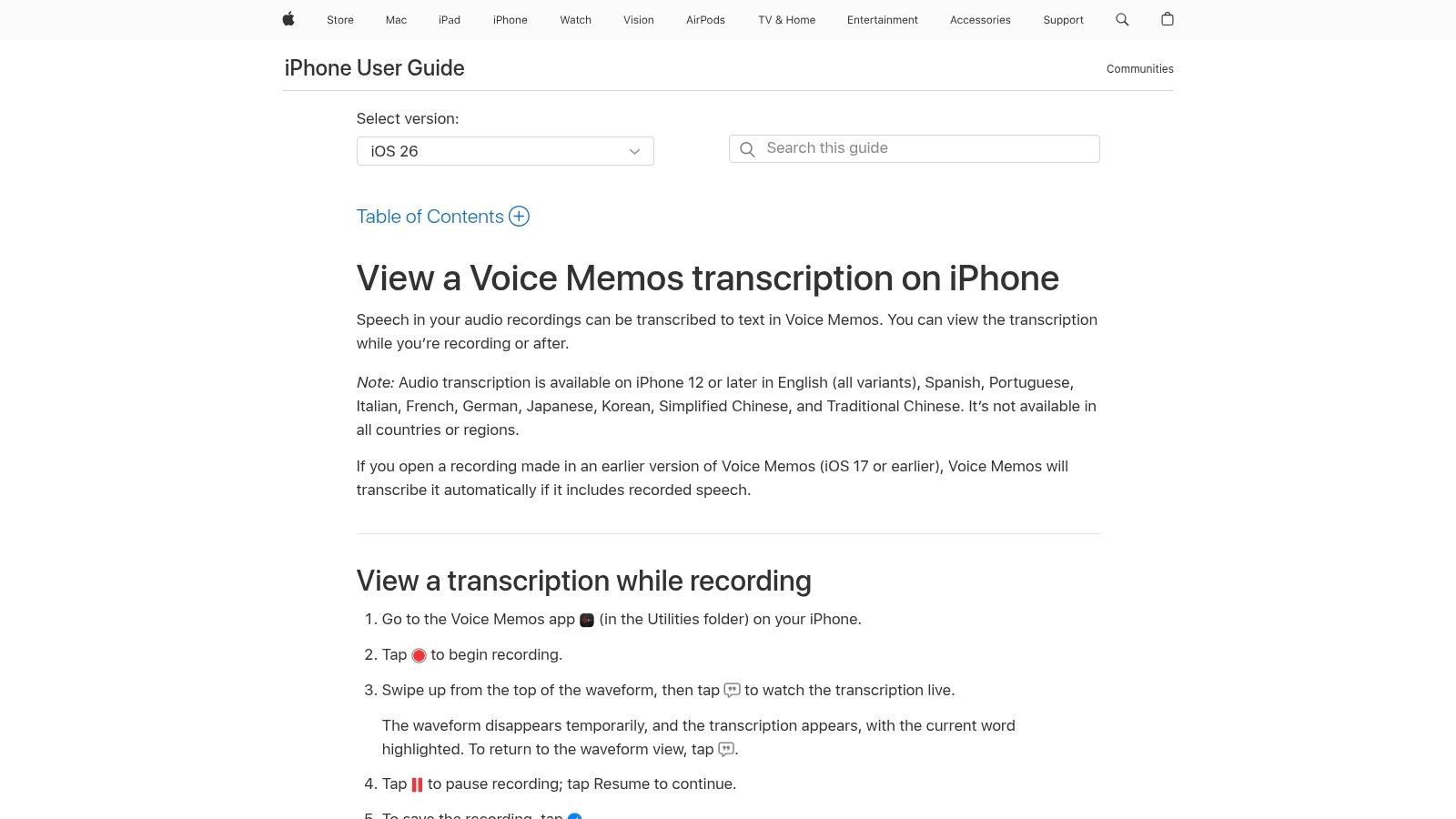 Apple Voice Memos (iPhone built‑in transcription)