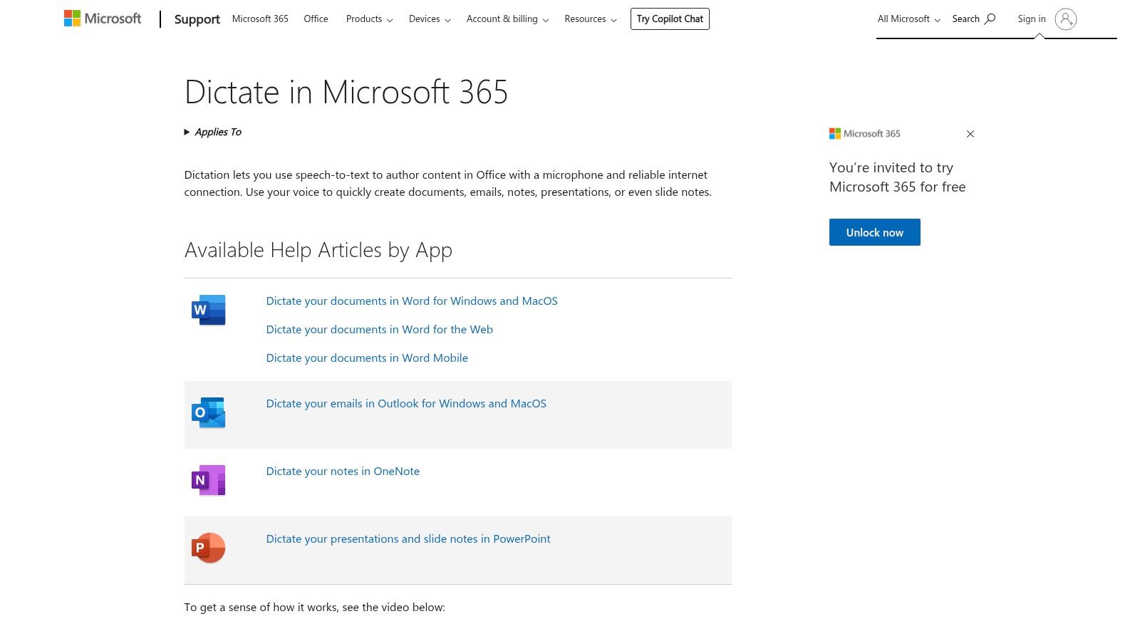Microsoft 365 Dictation (Word, OneNote, Outlook)