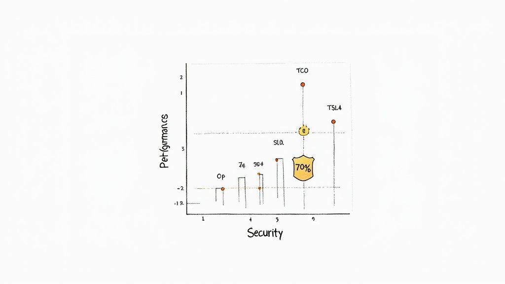Scatter plot chart showing four roles: database admin, database owner, network strategist, and developer