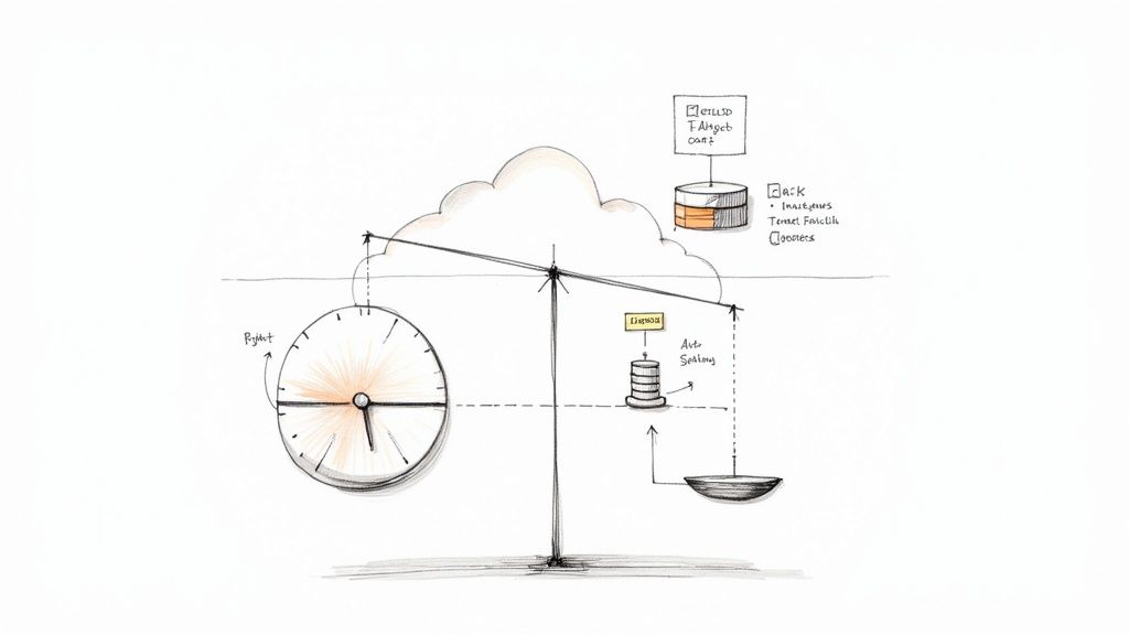 A dashboard showing cloud cost and performance metrics