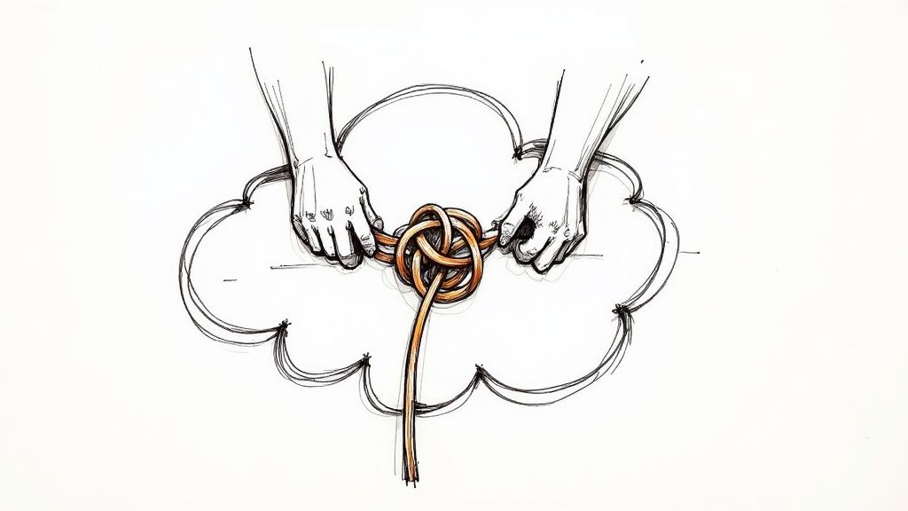 Visual of complex interconnected systems being analyzed