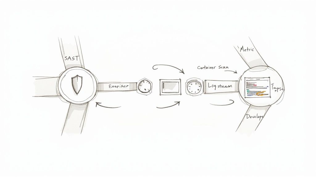 A visual representation of a secure and observable CI/CD pipeline