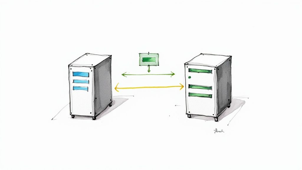 A diagram showing automated deployment pipelines