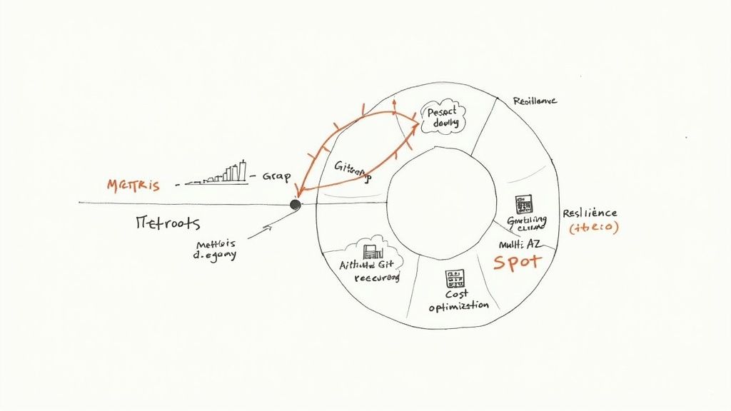 Technician monitoring multiple screens showing data dashboards and code pipelines for AWS DevOps.