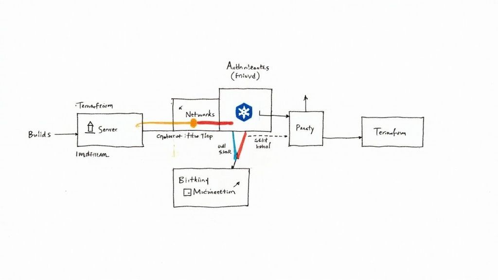 Two puzzle pieces, one labeled Terraform and the other Kubernetes, fitting together perfectly