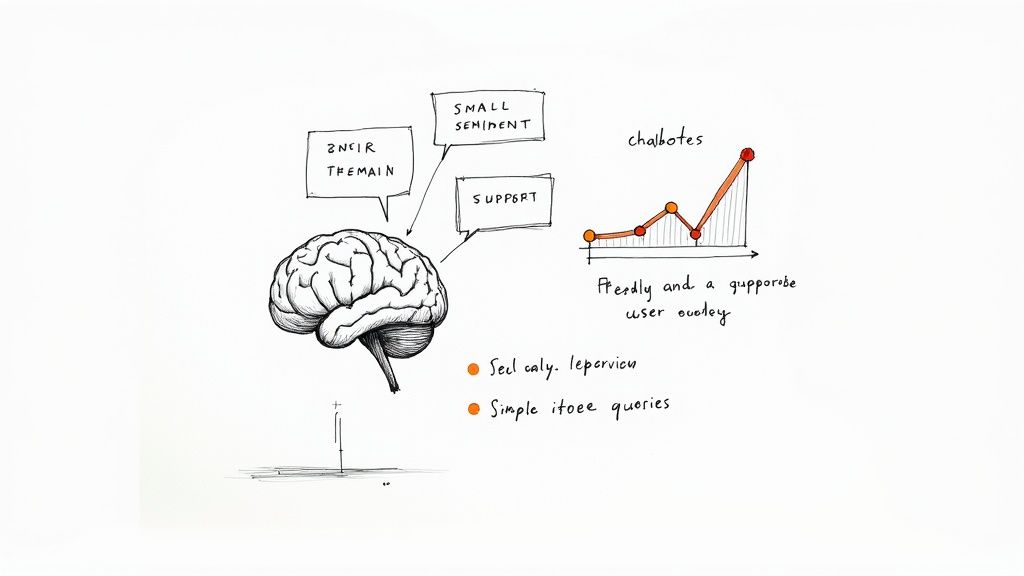 An abstract visualization of AI data streams and human profiles, symbolizing the intersection of technology and human analytics.