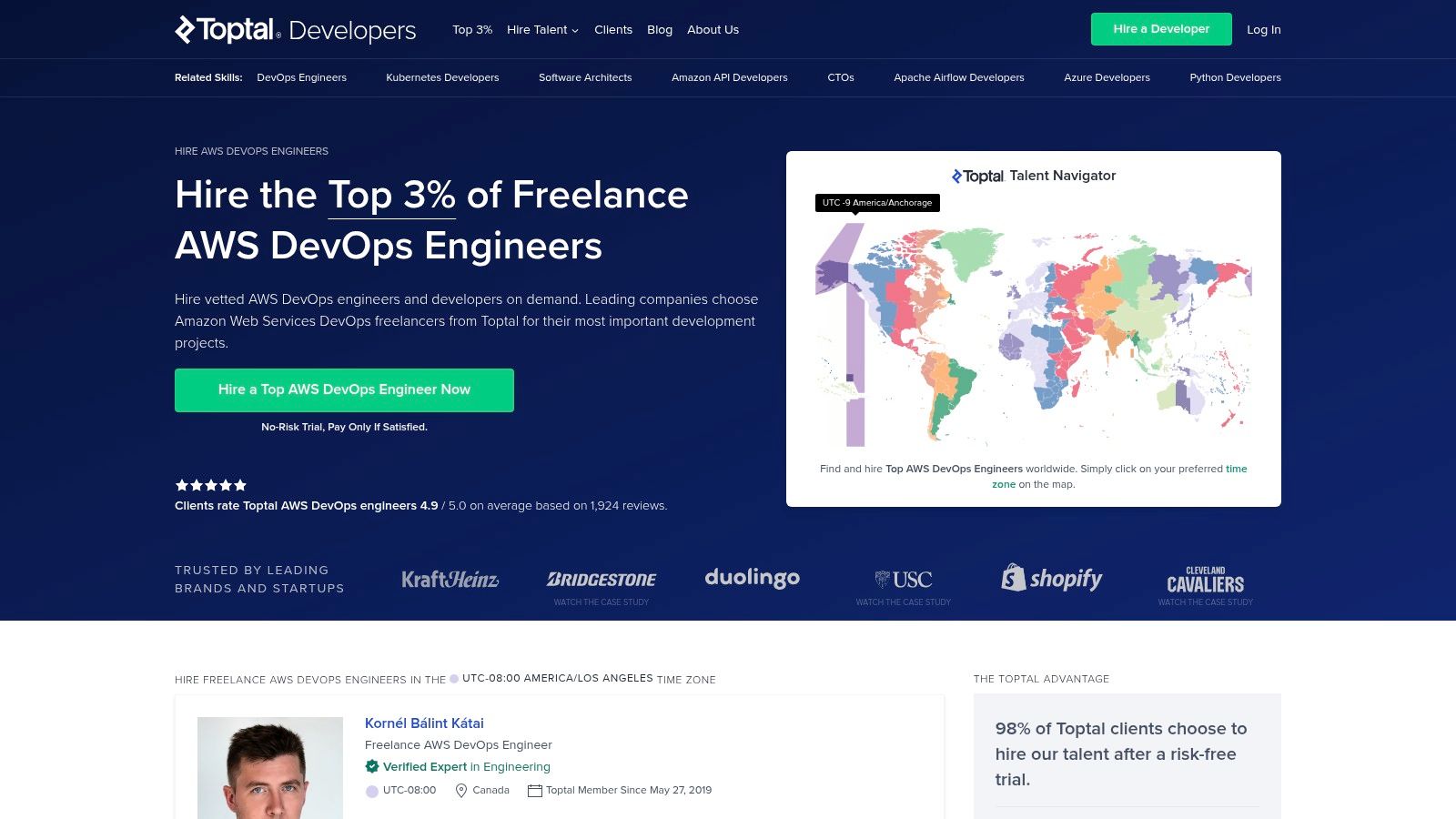 Toptal (Vetted DevOps/SRE/Platform engineers; managed delivery option)