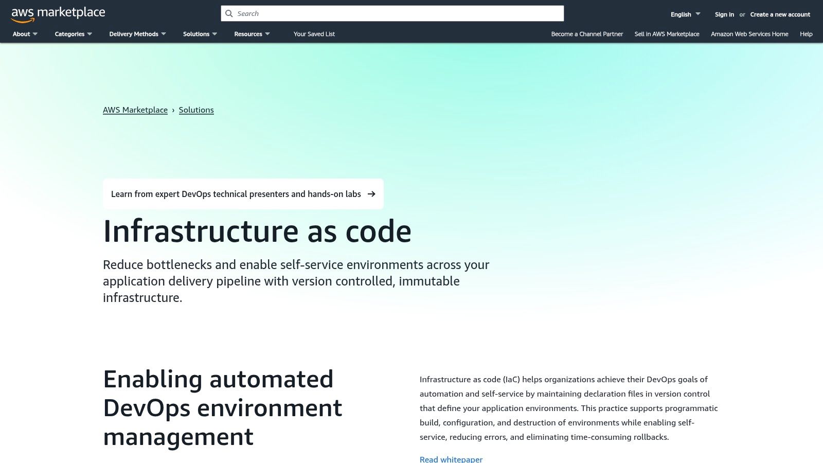 AWS Marketplace — Infrastructure as Code category