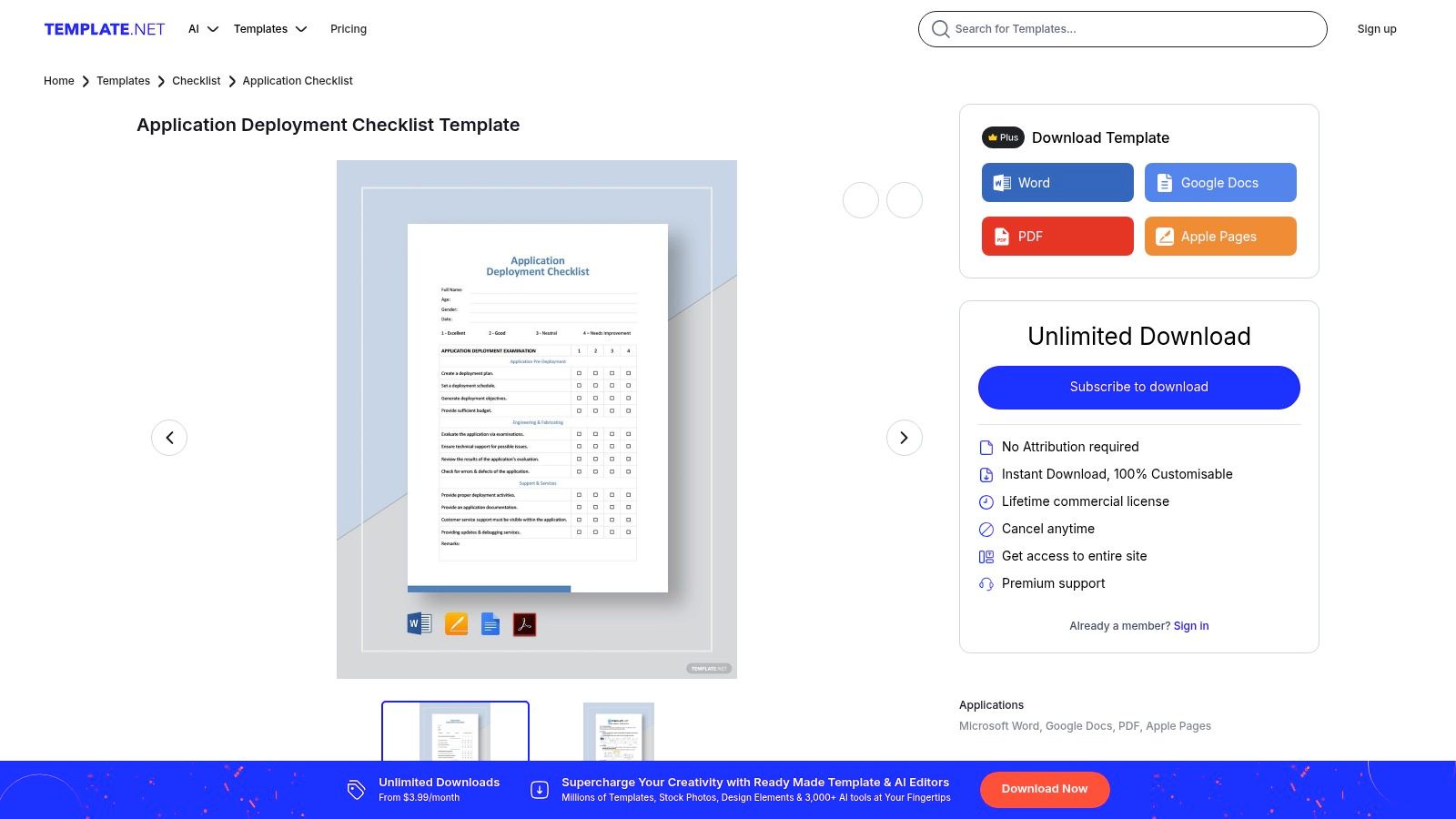 Template.net – Application Deployment Checklist