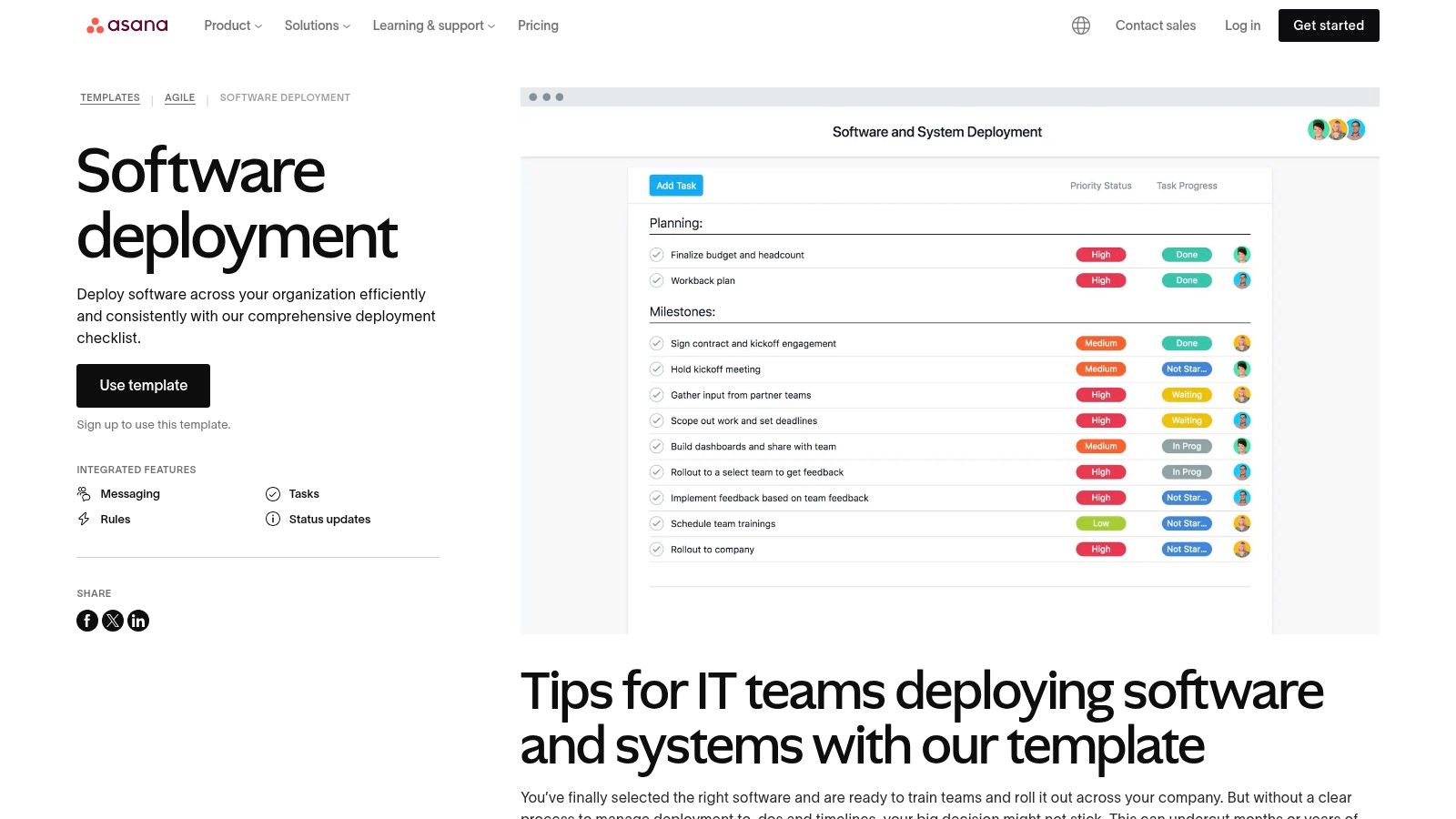 Asana Templates – Software & System Deployment
