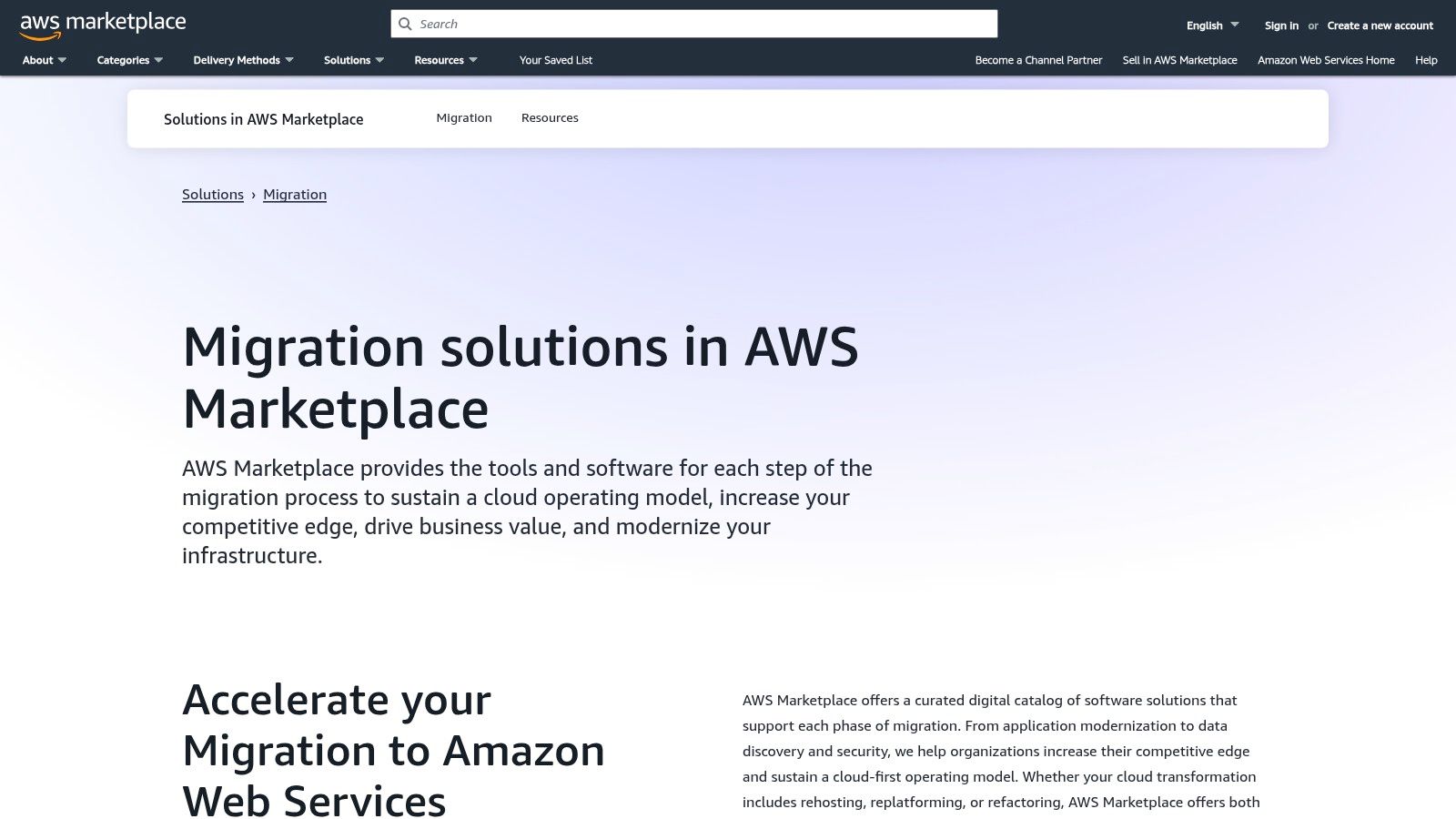 AWS Marketplace – Migration Solutions