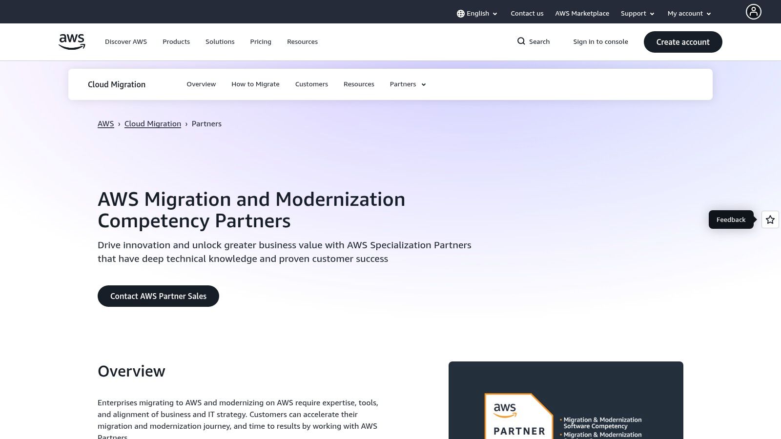 AWS Migration and Modernization Competency Partners (Partner Solutions Finder)