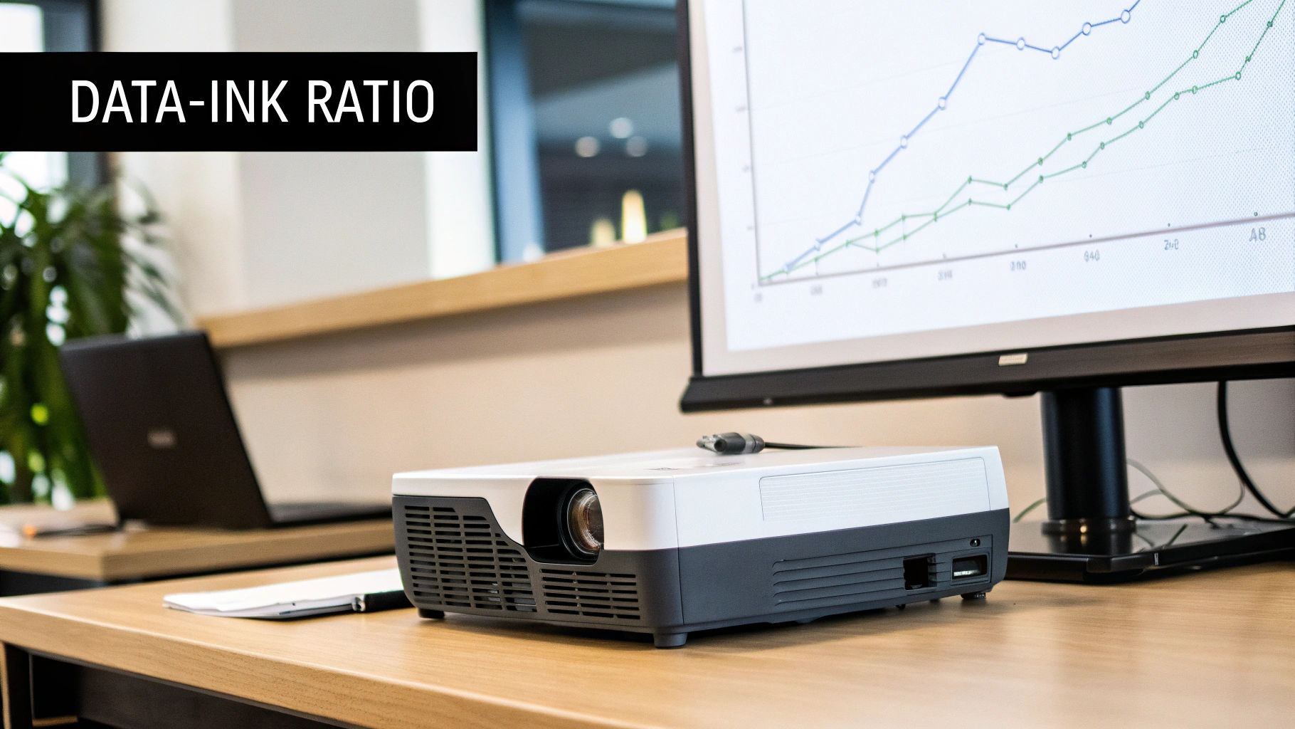 A chart demonstrating a high data-ink ratio by minimizing unnecessary visual elements like gridlines and 3D effects.