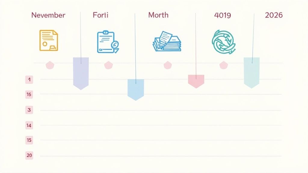 カレンダーと書類を整理するフリーランス