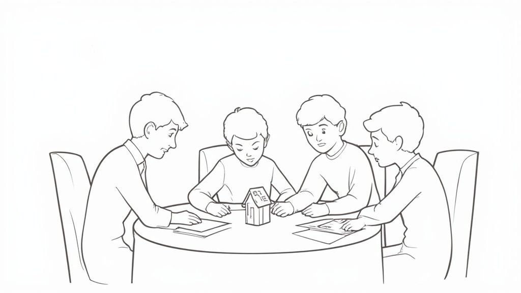 遺産分割協議について話し合う家族