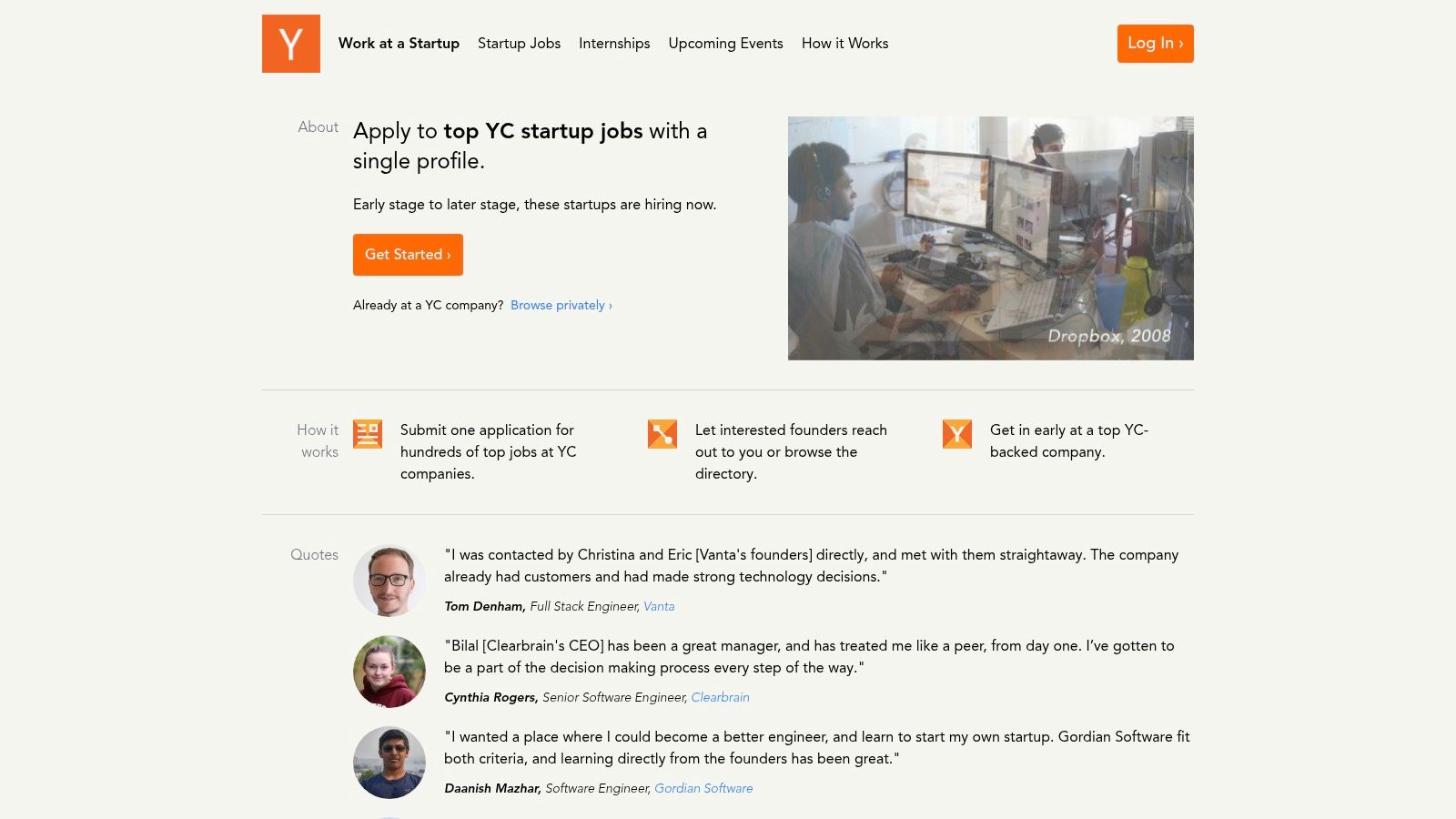 Y Combinator – Work at a Startup