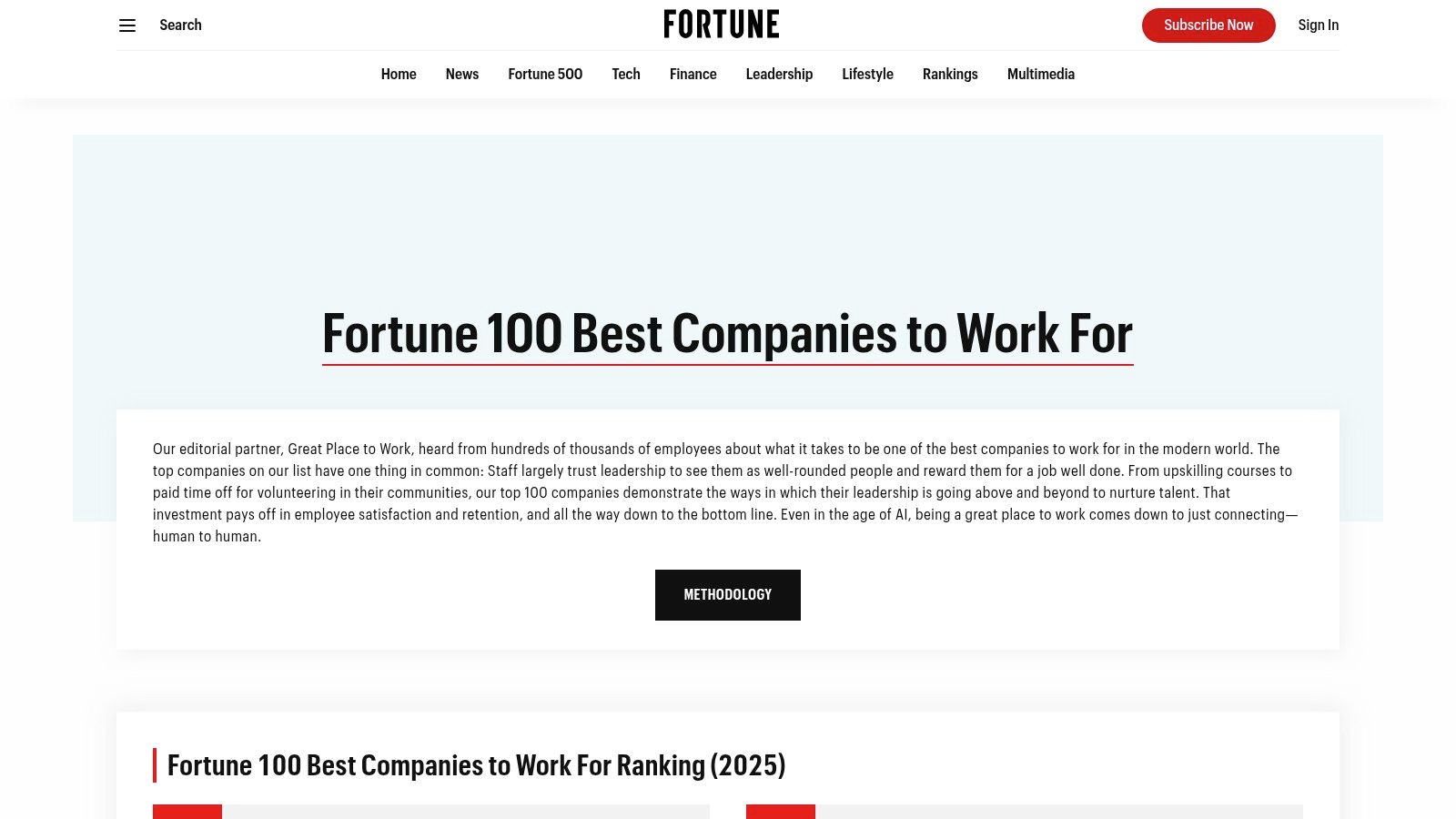 Fortune – 100 Best Companies to Work For
