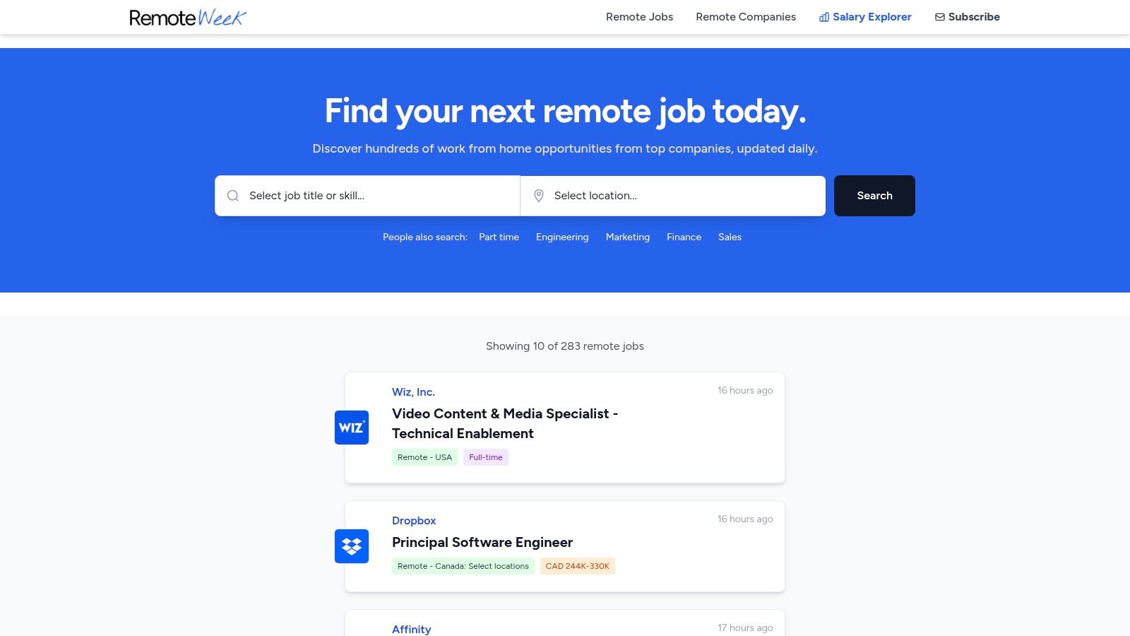 Remote Jobs Worldwide | Find Work From Home | RemoteWeek.io