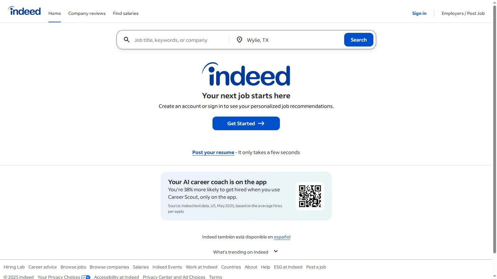 Indeed remote job search interface showing various job listings and filters
