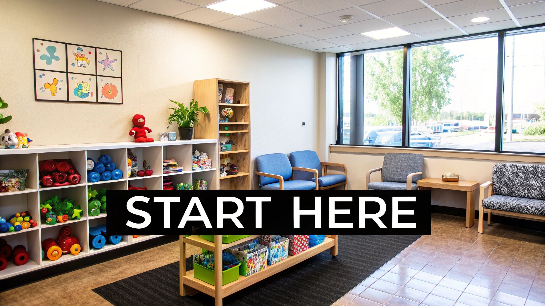 A child happily engaging in a speech therapy session with a therapist, using colourful educational toys.