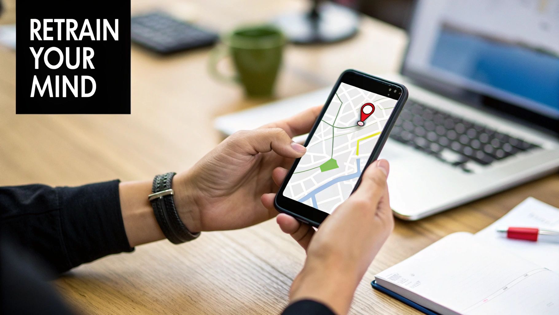 A simplified diagram showing the cyclical relationship between thoughts, feelings, and behaviours, illustrating the core concept of CBT.