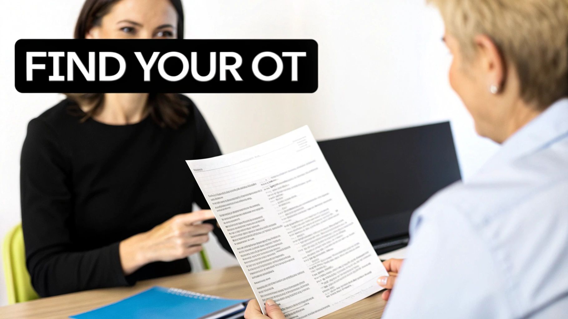 A confident parent shaking hands with a female occupational therapist in a modern Dubai clinic setting.